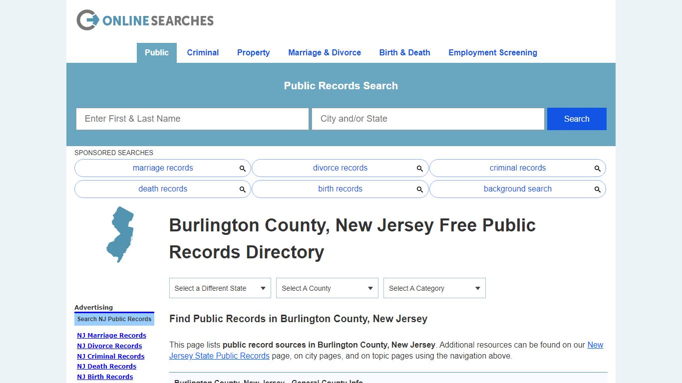 Burlington County, New Jersey Public Records Directory